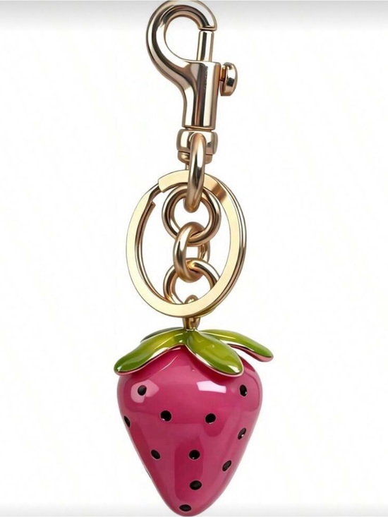 Accessories - •Berry Chic• Strawberry Bag Charm Keychain Gold Tone |Y2K Aesthetic Purse Charm